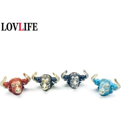 Brass Bull Horn Samurai Knife Beads Pendant EDC Outdoor Umbrella Rope Keychain Lanyard Hanging Copper Jewelry DIY Paracord Parts