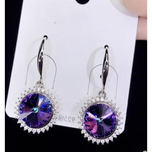 1 pair Hot sale long Earring two color zircon earring for women party engagement jewelry gift Geometric luxury earrings