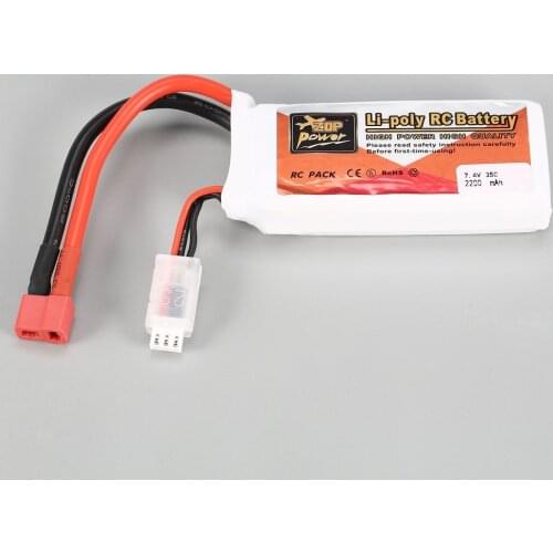 ZOP Power 7.4V 2200mAh 35C 2S 2S1P Lipo Battery T Plug Rechargeable For RC Racing Drone Helicopter Multicopter Car Model