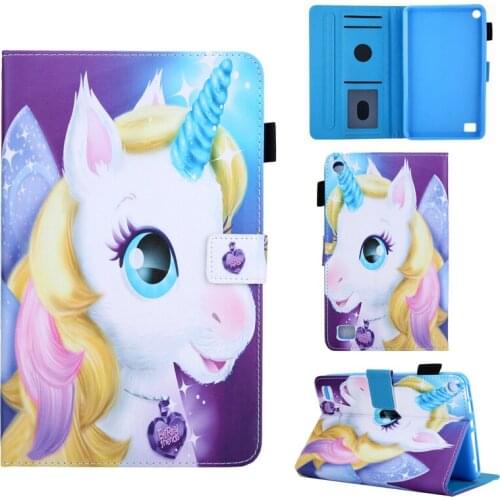 New fashion printed case For Amazon Kindle Fire 7 Fire7 2015 2017 2019 7.0 inch Flip Wallet Stand PU Leather Cover