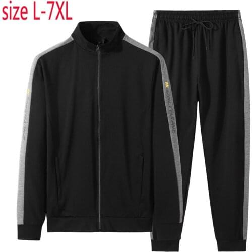 New Arrival Suepr Large Men Knitted Casual Striped Spring And Summer Jacket And Trousers Plus Size L XL 2XL 3XL 4XL 5XL 6XL 7XL