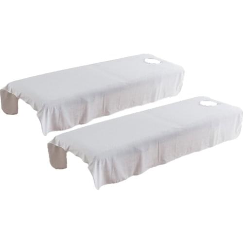2pcs/set Soft Flannel Massage Table Sheets Cloths Spa Bed Covers With Hole