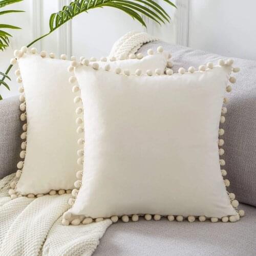 Soft Velvet Tassel Cushion Cover Solid Colors Home Decor Living Room Decorative Pillows Throw Pillow Case Soft Sofa Seat Coffee