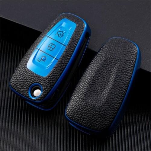 TPU Soft Car Key Cover For Ford Fiesta Focus Kuga C-Max Mondeo Galaxy 3 Buttons Car Keychain Leather Style Protector Case