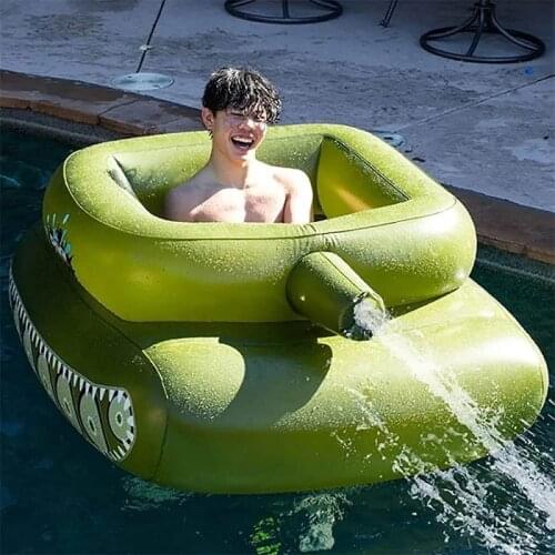 Inflatable Tank Giant Float Swimming Ring Water Jet Inflatable Boat Toy with Squirt Gun Giant Size Outdoor Water Toys