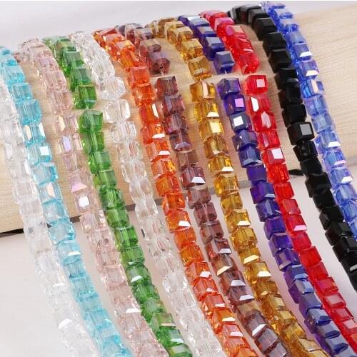 Nicebeads 20-200Pcs Multicolor Cube Beads 2 3 4 5 6 8mm Spacer Loose Crystal Square Glass Beads For Jewelry Making Bracelet DIY