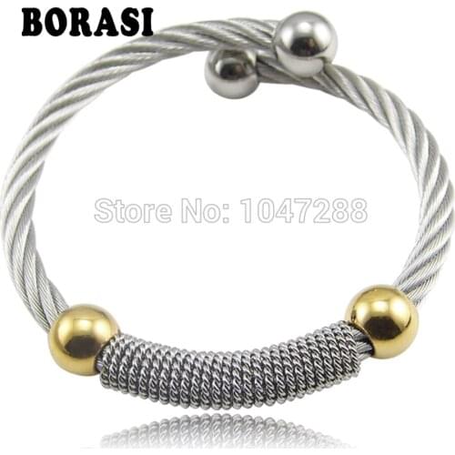New Hot Sell Fashion Women Stainless Steel Jewelry Elastic Wire Bracelets Bangles