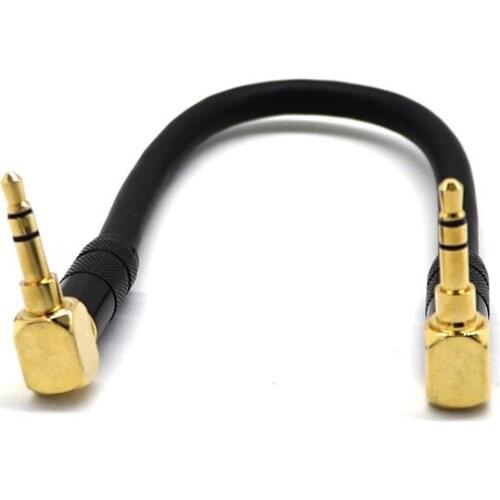 New Golden Jack Audio Cable 3.5 Male to Male AUX Cable 90 Degree Right Angle for Car Headphone MP3/4 Aux Cord 0.2/1/1.5m 3.5mm