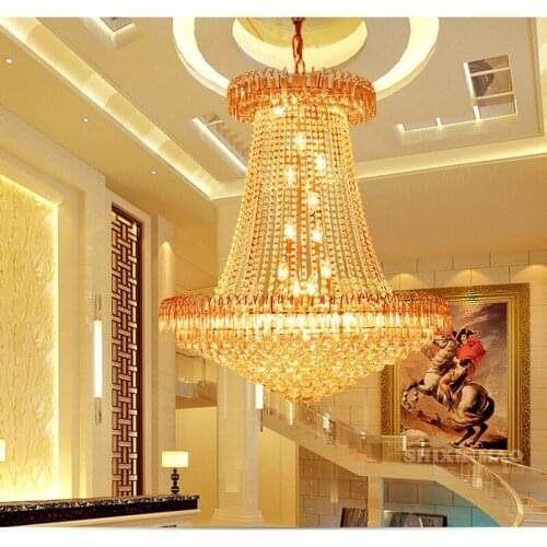 SHIXNIMAODeluxe Gold + crystal pendant Hotel Villa chandelier