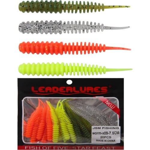40pcs Trout fishing Lure Soft Bait Worm 75mm 85mm Silicone Wobbler Jigging Baits Iscas Bass fishing Texas rig kit