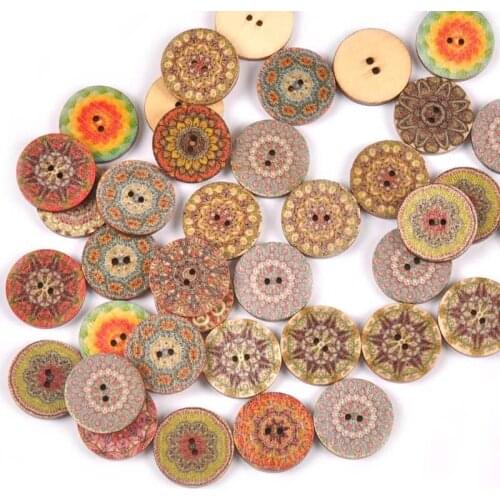 Vintage Mixed Wooden Round Buttons For Clothing Sewing Accessories DIY Scrapbook Crafts Home Decor Apparel Supplies 50pcs m2582