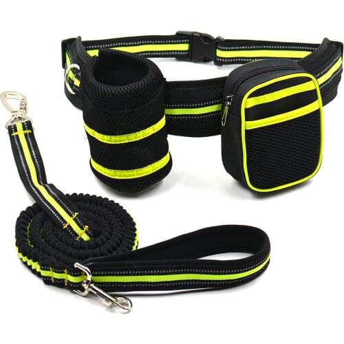 Pet Dog Cat Running Jogging Padded Waist Belt Reflective Strip Elastic Leash Perfect Walking Training Dog Leash Set Hands Free 5