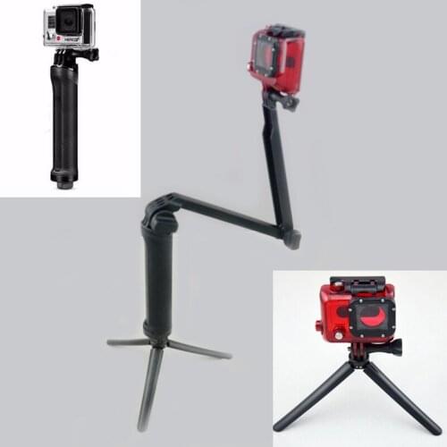 Three-fold Self-timer Rod Multifunctional Three-way Arm Rod Folding Arm Selfie Stick Tripod for Xiaoyi Sjcam Gopro Holder
