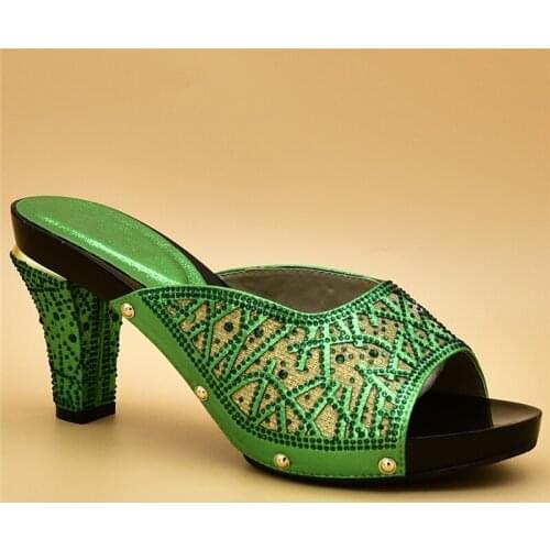 New Arrival Summer High Heeled Shoes for Women Nigerian Women Wedding Shoes Decorated with Rhinestone Slip on Shoes for Party