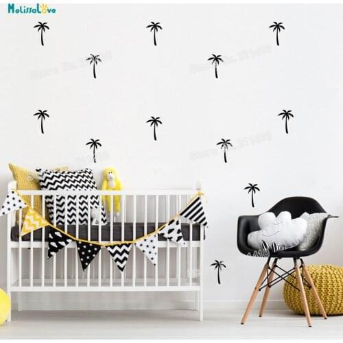 Vinyl Little Vinyl Palm Tree Wall Sticker Pattern Decals For Kids Baby Room Nursery 3d Self-adhesive Vinyl Art Murals Gift YT303