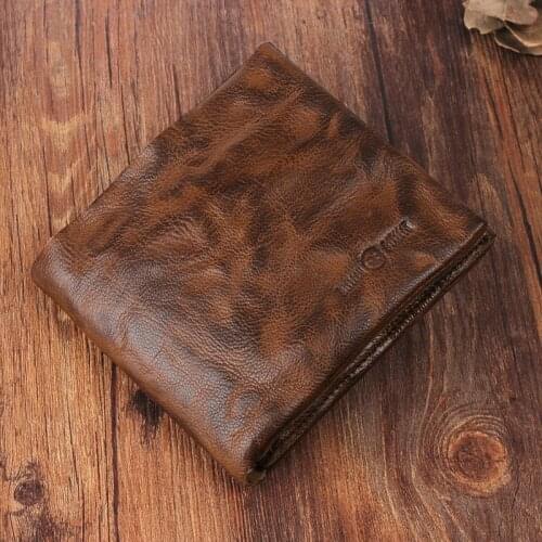 Vintage sheepskin wallet, leather simple wallet, youth trend wallet