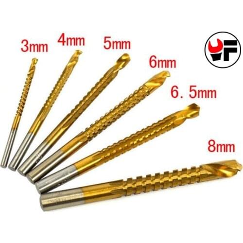 YOFE 6Pcs Power Drill & Saw Set HSS Steel Titanium Coated Woodworking Wood Twist Drill Bit 3mm 4mm 5mm 6mm 6.5mm 8mm