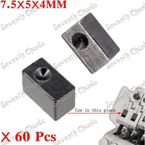 60Pcs Electric Guitar String Lock Metal Pressure Clamp String Insert iron block For Tremolo Bridge 7.5 x 5 x 4mm