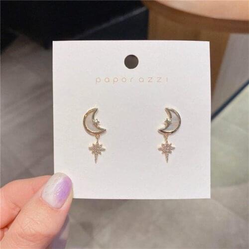 XIYANIKE Moon Enamel Stud Earrings For Women Geometric Star Alloy Earrings 2021 Trend New Festival Fashion Party Jewelry Brincos