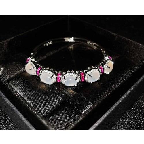 QTT Hot Sale Brilliant Moonstone Branch Bracelet s925 Silver Chain Gemstone Bracelets for Women Ladies Wedding Jewelry