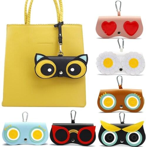 Women PU Leather Sunglasses Portable Case Cute Animal Cartoon Protable Eye Glasses Bag Storage Protection Glasses Case