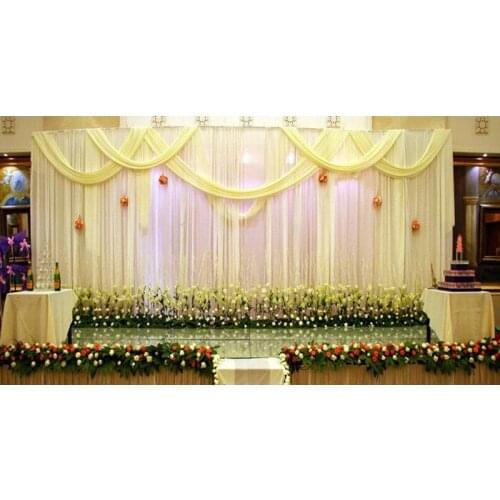 10ft x 20ft Light yellow Wedding Backdrop Drapes Curtain Wholesale stage decoration Wedding Backdrop With Swag stage decorations