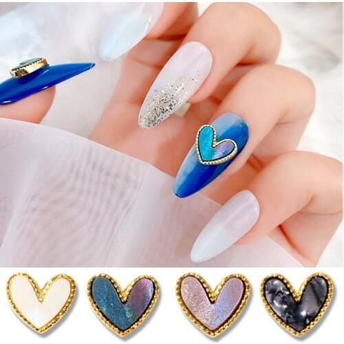 10Pcs/set Delicate Peach Heart Ornaments Love Fritillaria Nail Drills Manicure Jewelry DIY Nail Art Decorations