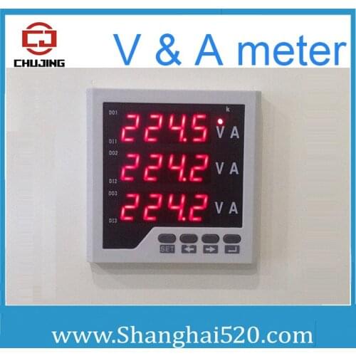 3 phase V & A meter three phase voltage and ampere instrument display Voltage and current monitor at same time in stocks