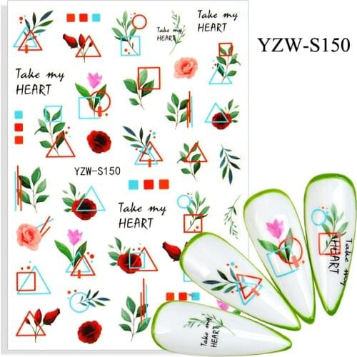3D Stickers for Nails Spring Summer Adhesive Sticker Geometry Line Flowers Branches Nail Art Decorations Nail Foil Accessories