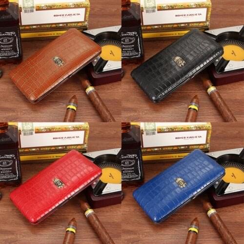 4 sticks Personalized Portable Cowhide Cigar Case High-end Smoking Storage Container Smoking Gadget Fashion Gift For Men
