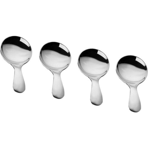 4pcs Kitchen Short Handle Jam Jar Ice Cream Preserve Spoon Stainless Silver