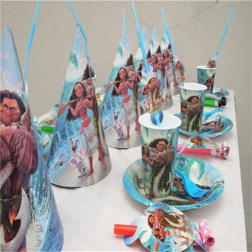Cartoon Moana Princess 67Pcs/97Pcs Disposable Tableware Cup Plate Banner Kid Birthday Decoration Family Party Event Supplies