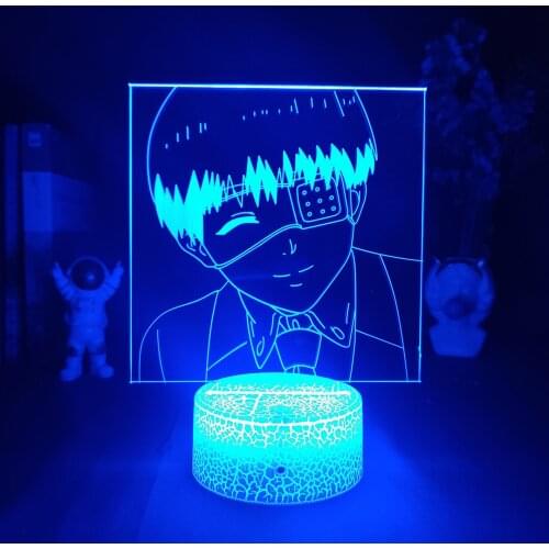 Anime Tokyo Ghoul Night Light Ken Kaneki 3D Figurine LED RGB Gift for Friends Kids Lamp Bedroom Bedside Table Desk Decoration