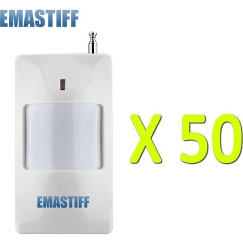50pcs Wireless Intelligent PIR Motion Sensor Alarm Detector For GSM PSTN Home Burglar Alarm System Security Built-in antenna