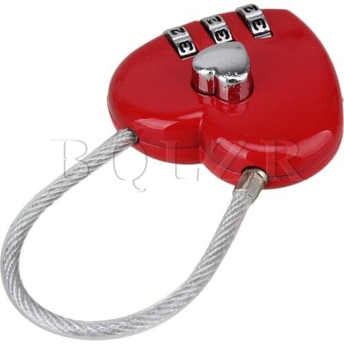 BQLZR Cute 3 Digits Luggage Suitcase Padlock Alloy Coded Lock Red Heart Shaped
