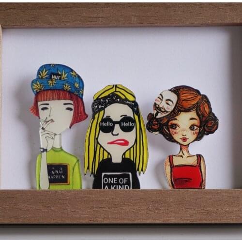 New Coming Acrylic Brooch Bag Shirt Cartoons Pin Lapel Badges Brooches For Woman Broche