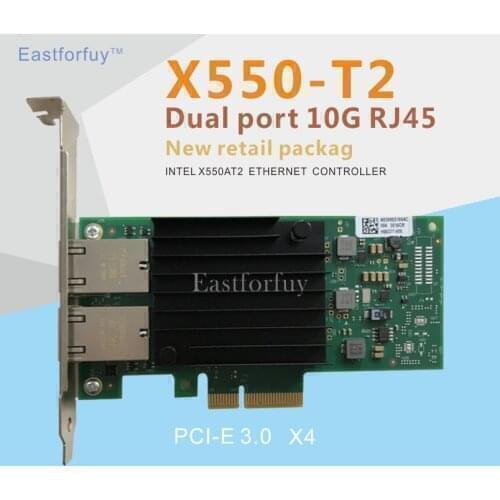 Eastforfuy for Intel Ethernet PCI-Express Converged Network Adapter X550-T2 - PCI-E X4 - Dual RJ45 Copper Port CNA for PC