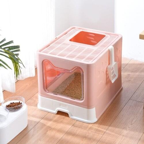 Folding Drawer Type Cat Litter Box, Plastic Top-out Folding Dust-proof and Odor-proof Cat Litter Scoop, Pet Supplies Accessories
