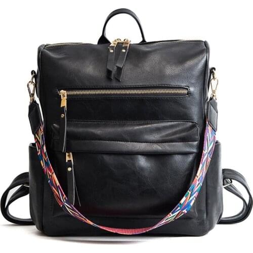 Leather Backpack Women 2020 Students School Bag Large Backpacks Multifunction Travel Bags Mochila Pink Vintage Back Pack SMART