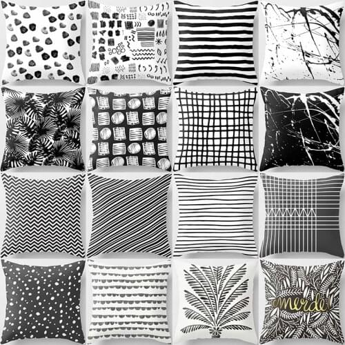 Beauty black white gray art style geometric pattern pillow cases short plush high quality thick pillow case covers