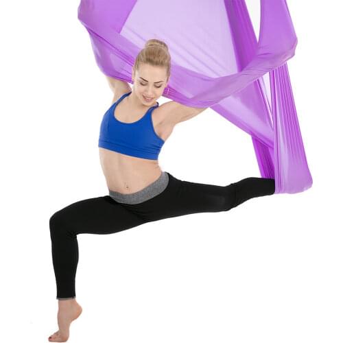 Yoga Flying Hammock with Carabiner & Daisy Chain for Yoga Anti-Gravity Pilates Swing Aerial Yoga Hammock Silk Fabric