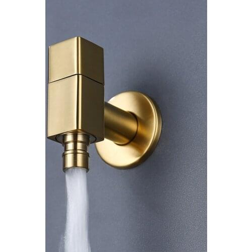 Brushed Gold Wall Mounted Small Tap Decorative Garden Faucet Washing Machine Water Tap Basin Bibcock Taps