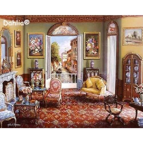 Romantic home oil painting Handmade Needlework Embroidery DIY Aida Cross Stitch Kits Crafts 14CT Unprinted Home decor wall Arts