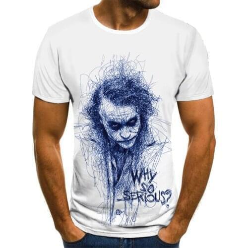 2021 new mens and womens T-shirt clown sketch portrait 3D printing T-shirt all-match casual O-neck clown fun childrens clothi