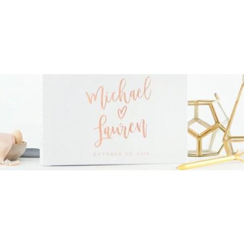 Personalized rose gold wedding Landscape Guest Book, custom wedding keepsake journals instant photo albums guestbook photobooth