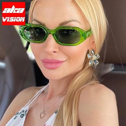 AKA VISION 2021 Polygonal Sunglasses Women Brand Designer Eyewear Women/Men Small Frame Glasses Men Square Lentes De Sol Mujer