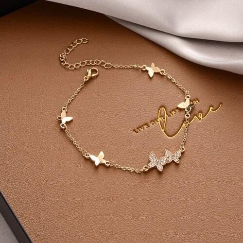 Silver Plated Anti Allergy Lady Bracelet Classic Zircon Inlaid Butterfly Bracelet Summer Cool Jewelry Wedding Bracelet