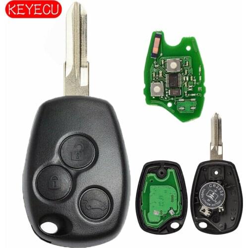 Keyecu Remote Car key 3 Button 433MHz PCF7961M HITAG AES Chip for Renault Logan II Sandero II 2014 Uncut VAC102