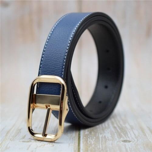 Genuine Leather Women/men Belt Black/blue/brown/coffee/orange 3.3CM Width Designer Belt Female/male Fashion Trouser Belt