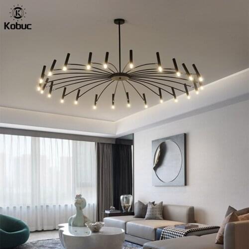 Kobuc Nordic Chandelier Light 12/18/24 LED Black /White For Living Room Bedroom Home Modern G9 Ceiling Chandelier Lamp Lighting